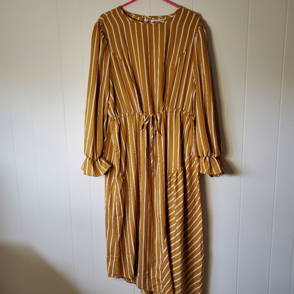 Asymmetric Hem Mustard Plus Maxi Dress